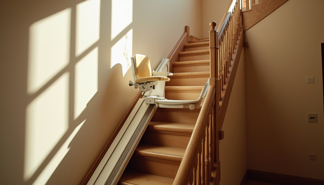 Monte-escalier droit installé dans une maison traditionnelle à Montcourt-Fromonville