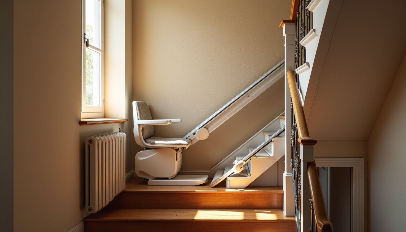 Monte-escalier droit installé dans une maison traditionnelle de Saint-Jean-de-Thouars