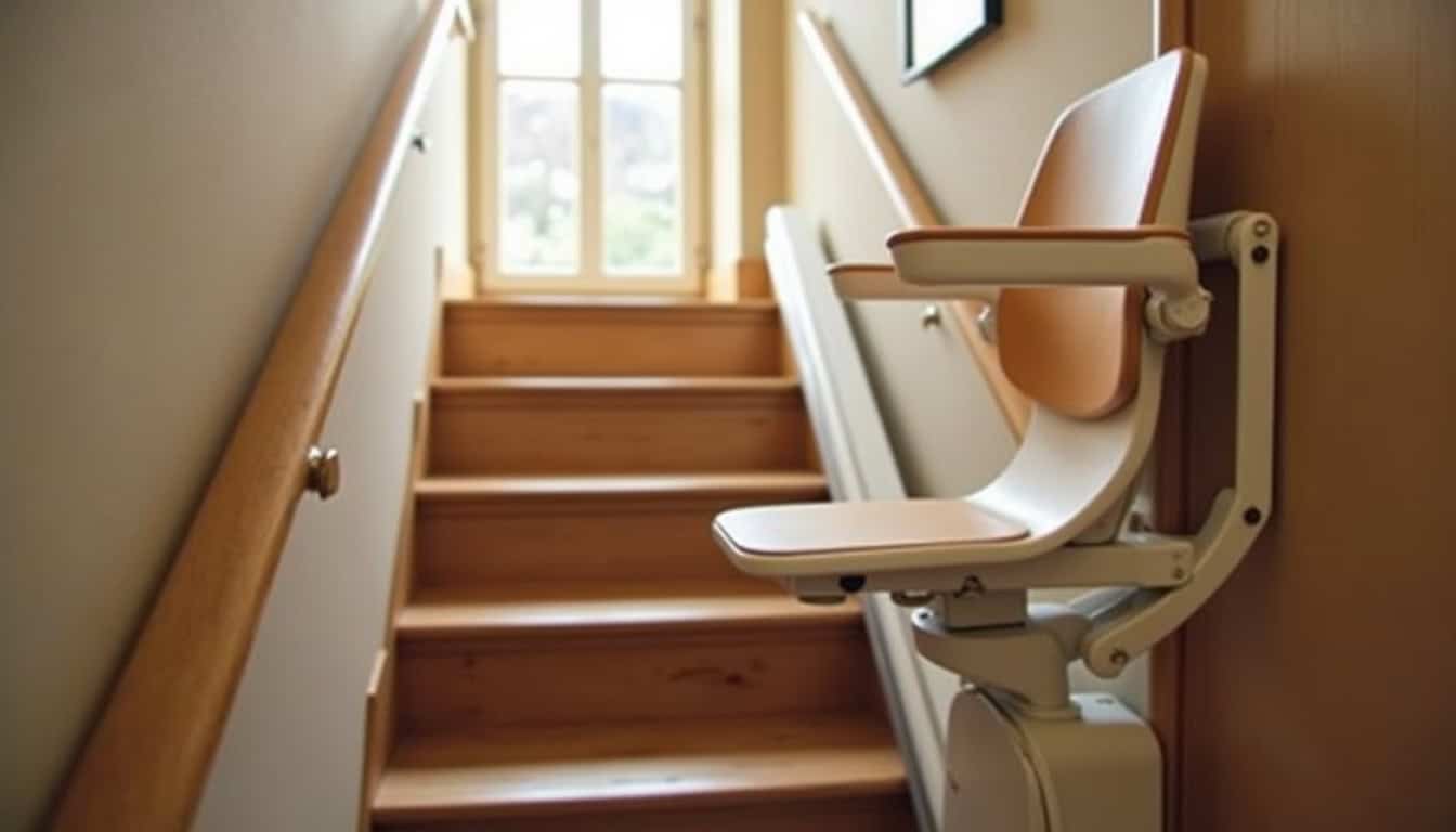 Monte-escalier droit installé dans une maison typique de Bouvignies