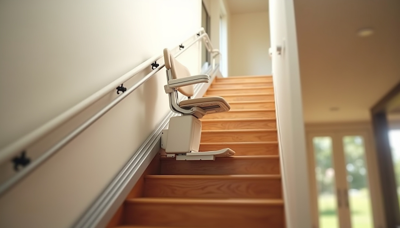 Monte-escalier droit installé sur un escalier intérieur à La Côte-Saint-André