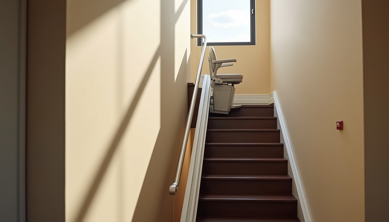 Monte-escalier droit installé sur un escalier intérieur à Montfermeil