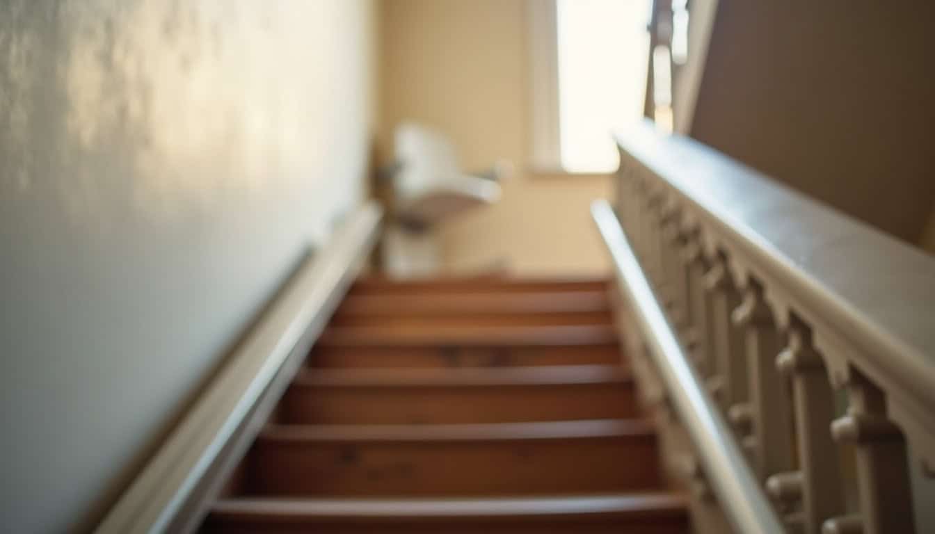 Monte-escalier droit installé sur un escalier intérieur à Nérondes