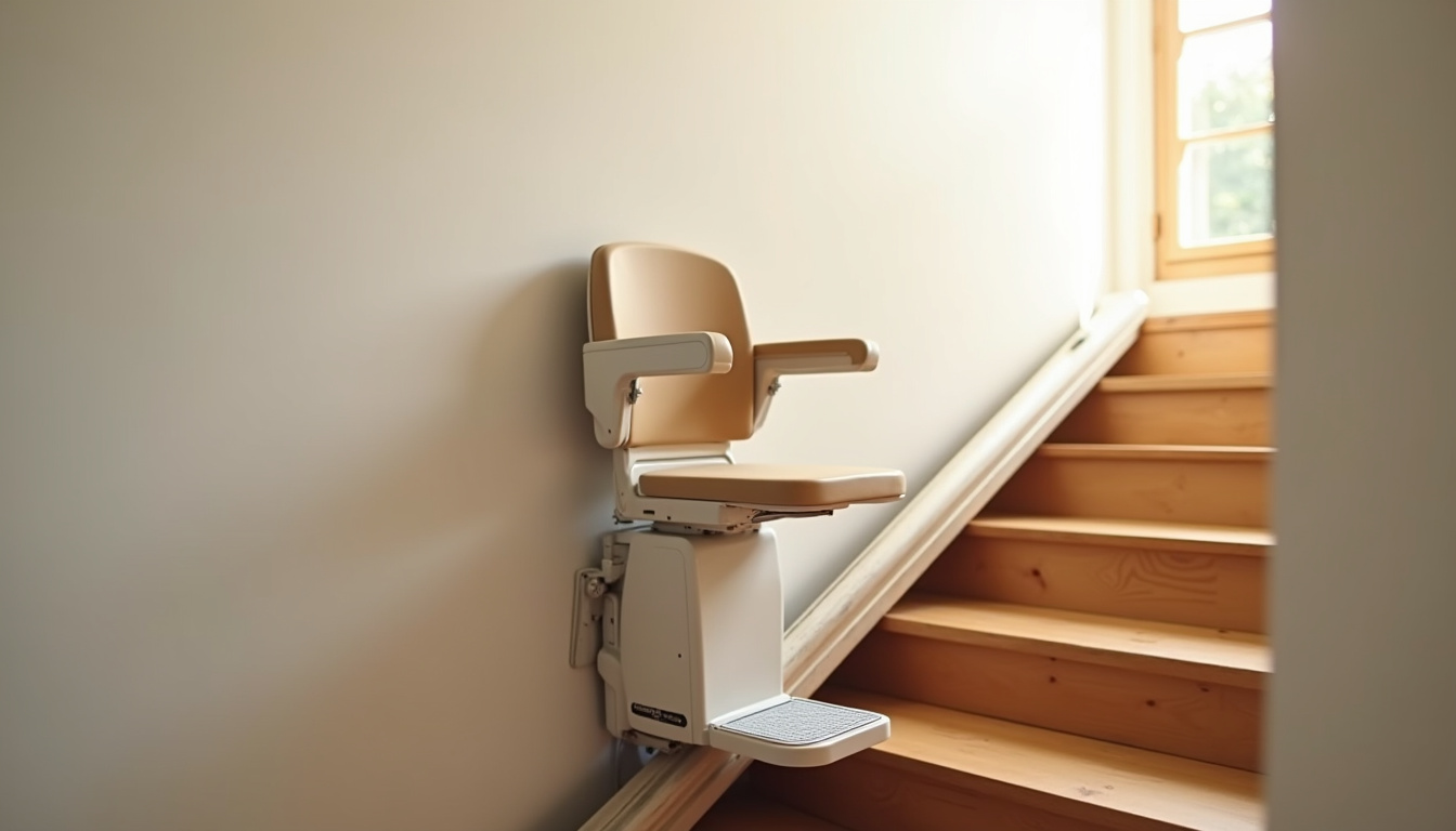 Monte-escalier droit installé sur un escalier intérieur droit