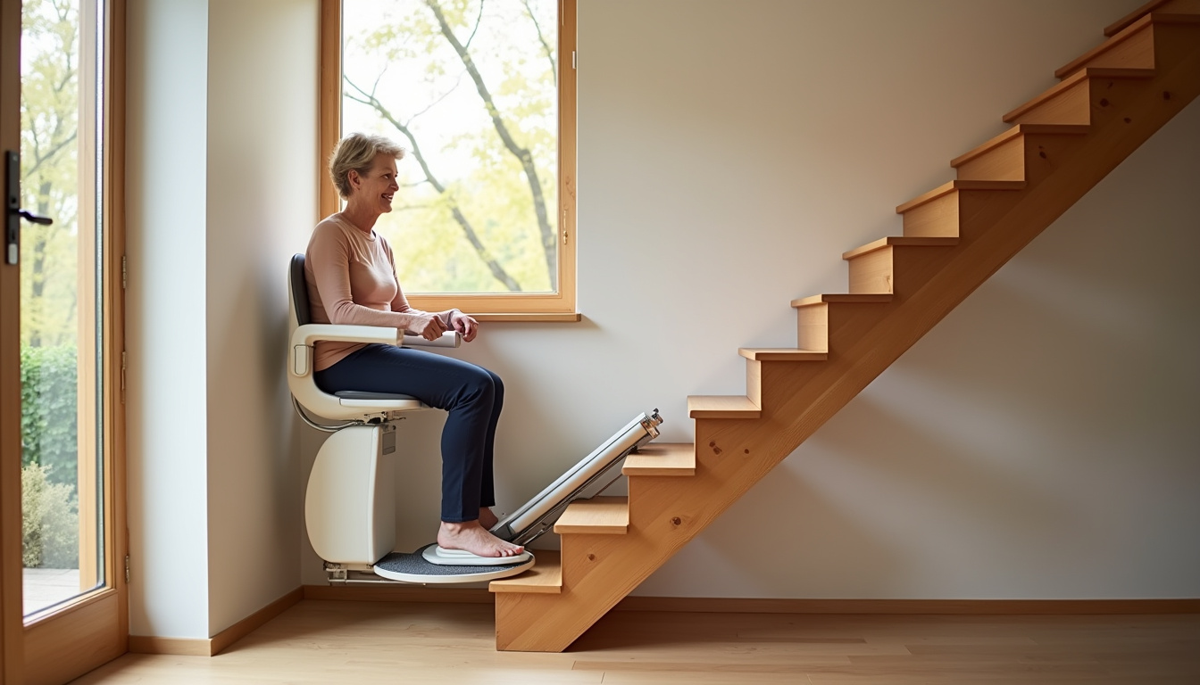 Monte-escalier droit installé sur un escalier linéaire dans une maison à Schlierbach