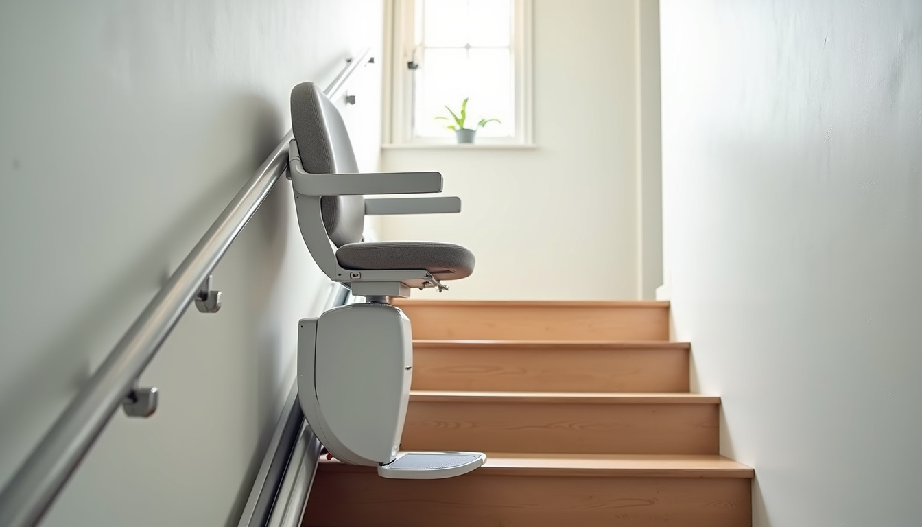 Monte-escalier droit installé sur un escalier rectiligne à Créteil
