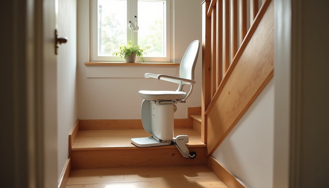 Monte-escalier en location installé temporairement dans une maison à Montpon-Ménestérol