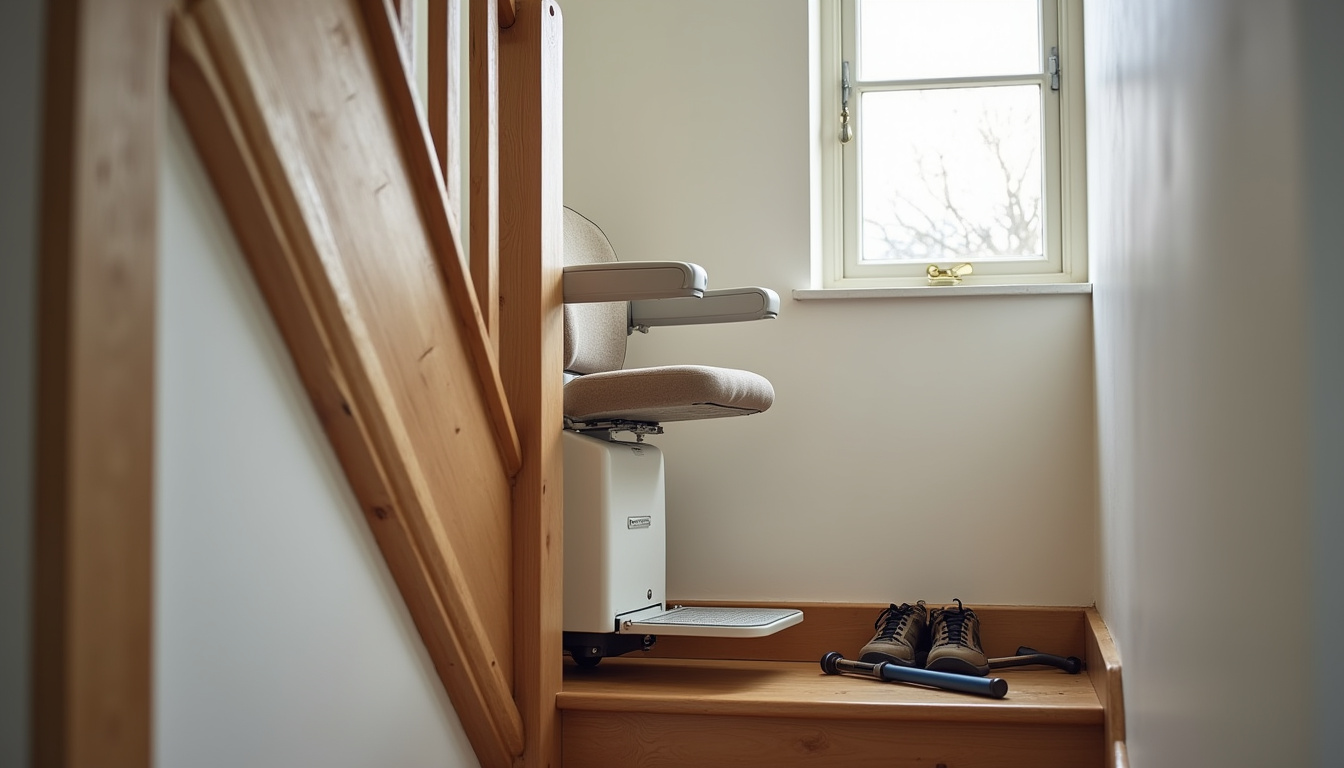 Monte-escalier en location installé temporairement dans une maison bretonne