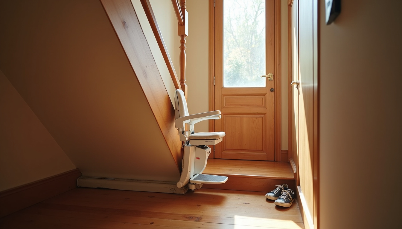Monte-escalier en location utilisé temporairement dans une maison de Saint-Sulpice-la-Pointe