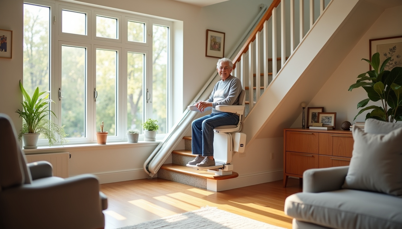 Monte-escalier en situation dans un salon à Montaren-et-Saint-Médiers