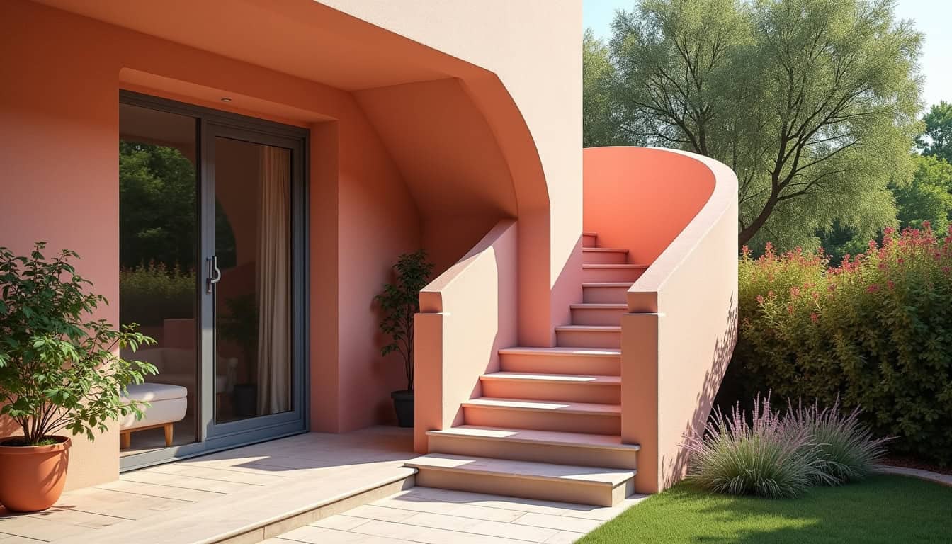 Monte-escalier extérieur installé dans un jardin à Sixt-sur-Aff, usage en conditions météorologiques variées
