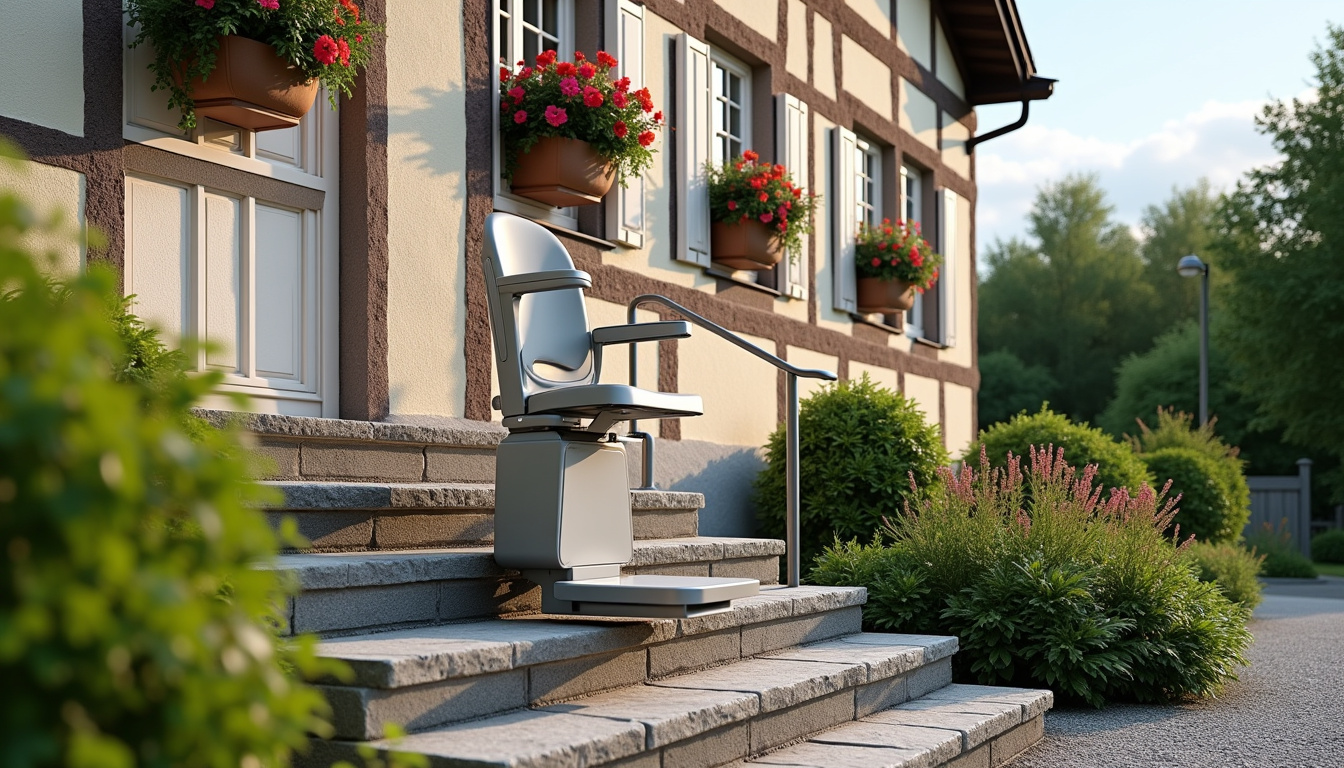Monte-escalier extérieur installé devant une maison à Dalhunden