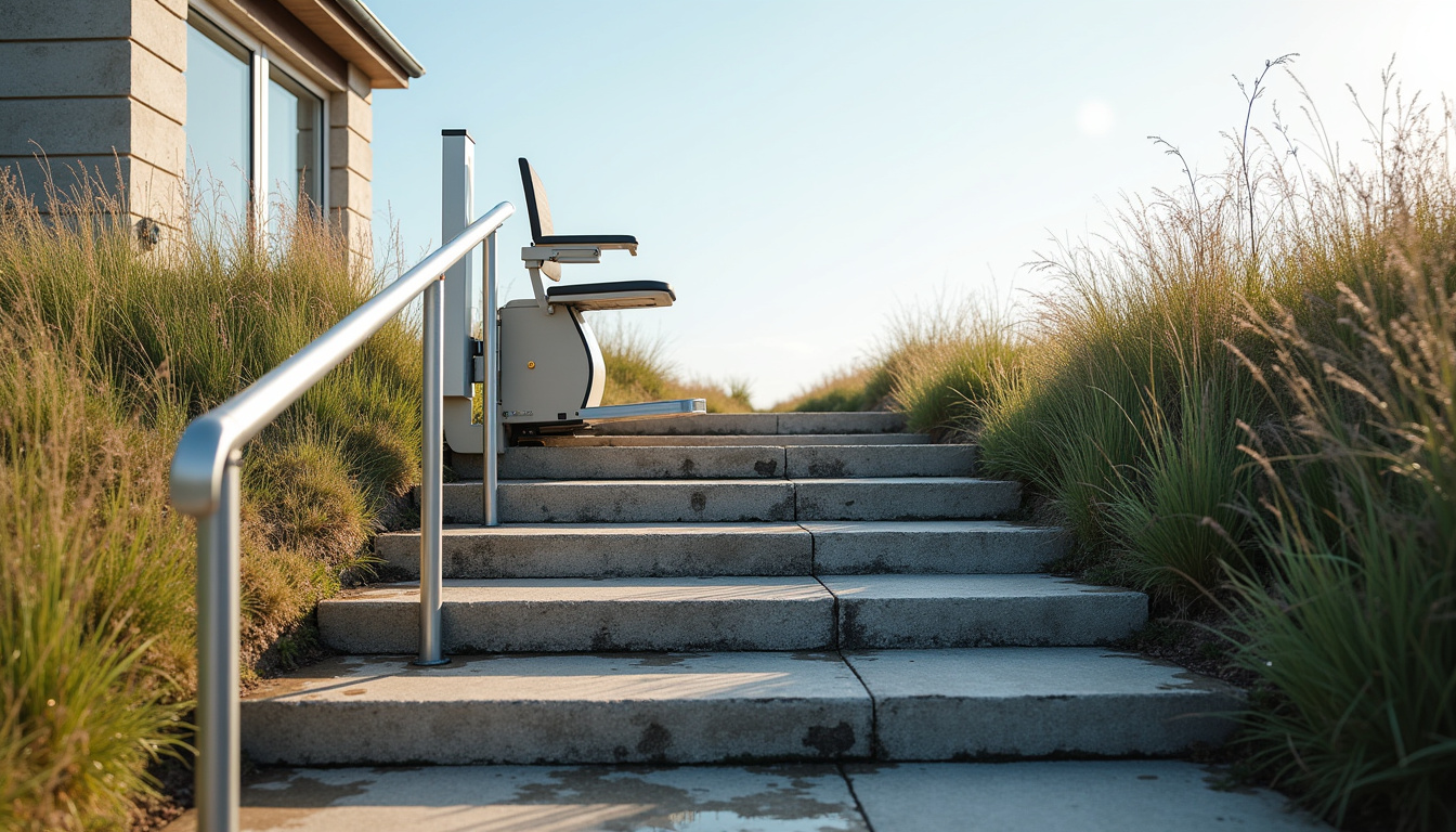 Monte-escalier extérieur installé sur un escalier en extérieur à Noirmoutier-en-l
