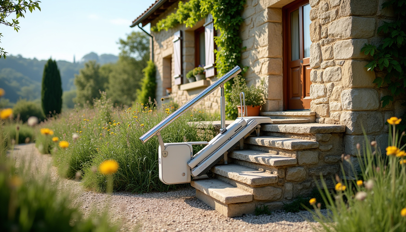 Monte-escalier installé à l’extérieur d’une habitation à Rivière-Saas-et-Gourby