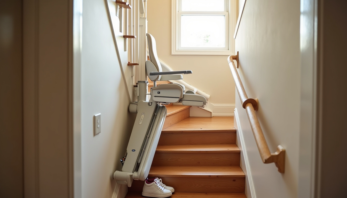 Monte-escalier installé à l’intérieur d’une maison à Rivière-Saas-et-Gourby