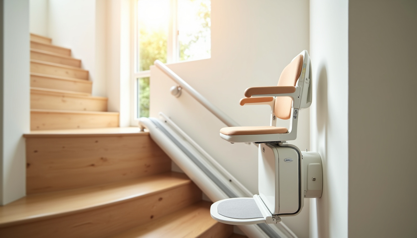 Monte-escalier installé dans un escalier droit à l