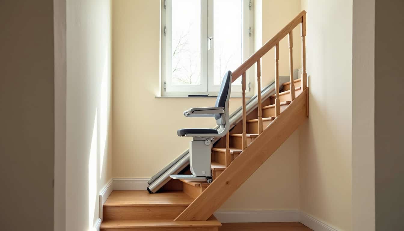 Monte-escalier installé dans un escalier intérieur à Ploeren