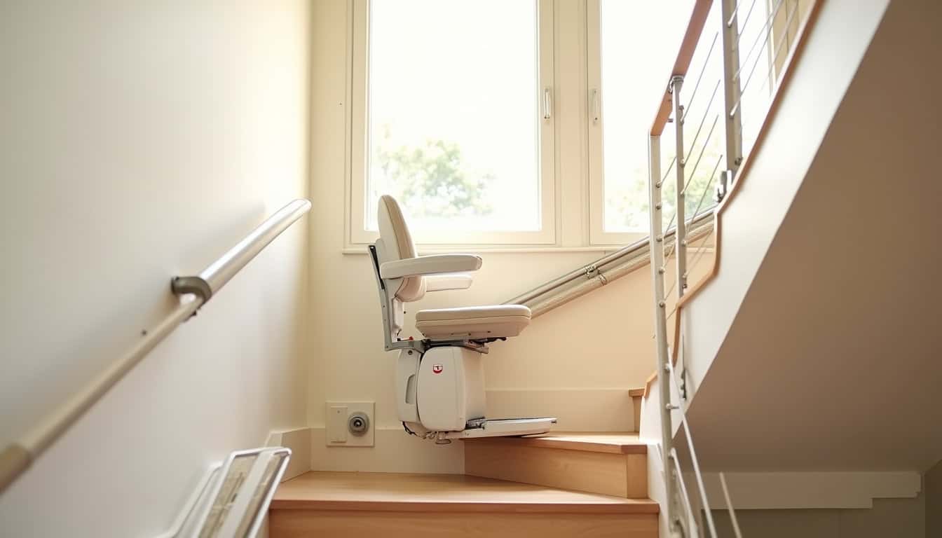 Monte-escalier installé dans un escalier intérieur à Port-Louis
