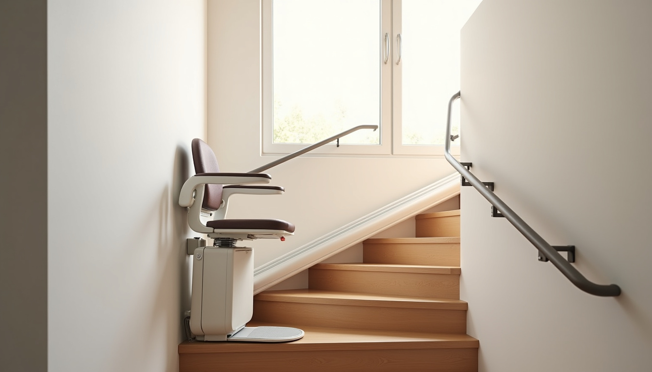 Monte-escalier installé dans un escalier intérieur à Renac