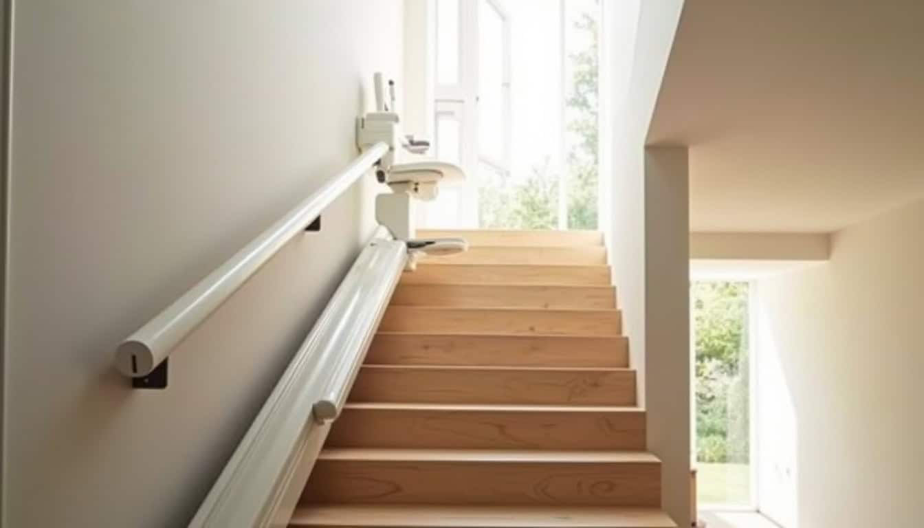 Monte-escalier installé dans un escalier intérieur droit à Laiz