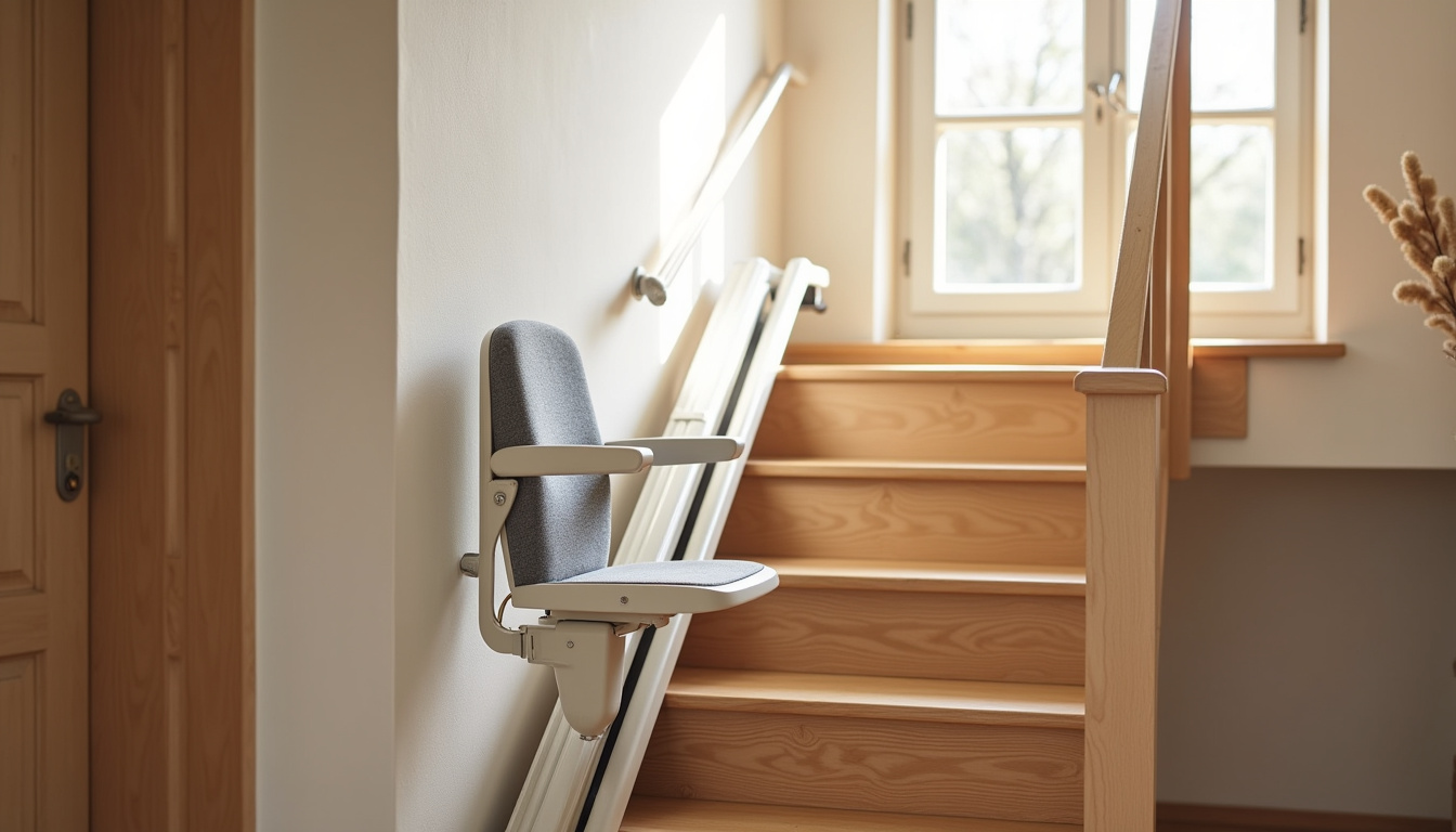 Monte-escalier installé dans un intérieur de maison à Le Mayet-de-Montagne
