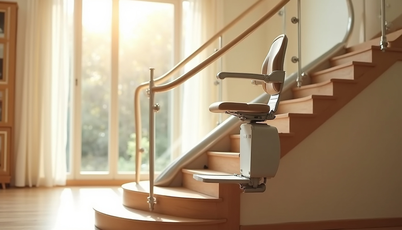 Monte-escalier installé dans un intérieur de maison à Villeneuve-Saint-Denis