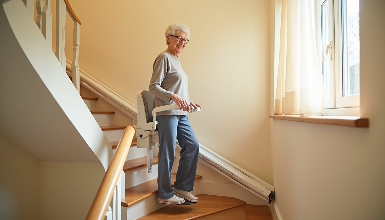 Monte-escalier installé dans une maison à Baziège permettant un accès libre aux étages
