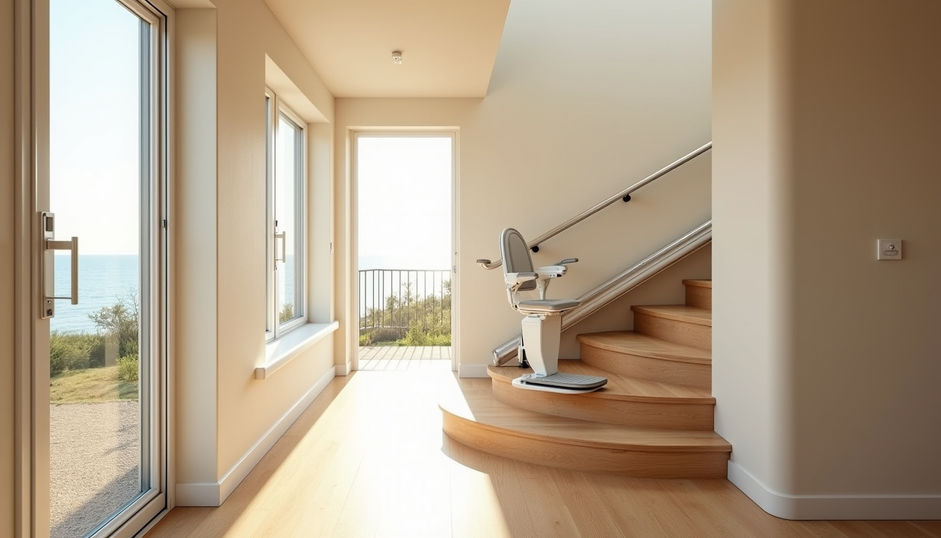 Monte-escalier installé dans une maison à Capbreton, vue d