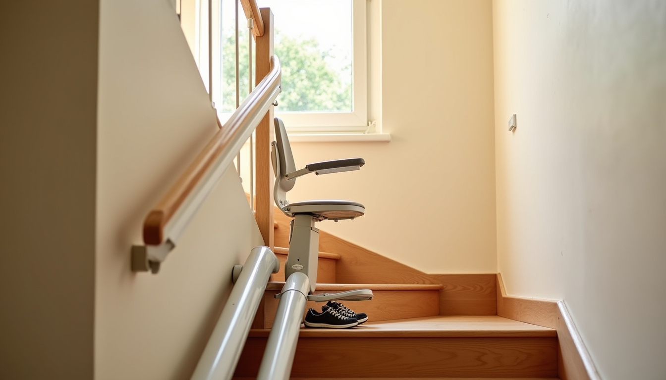 Monte-escalier installé dans une maison à Chalon-sur-Saône, vue d