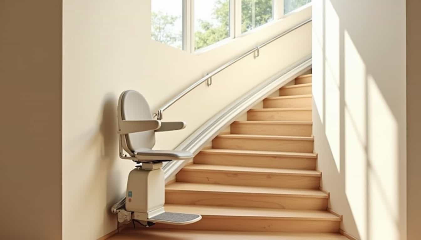 Monte-escalier installé dans une maison à Chevigny-Saint-Sauveur, vue d