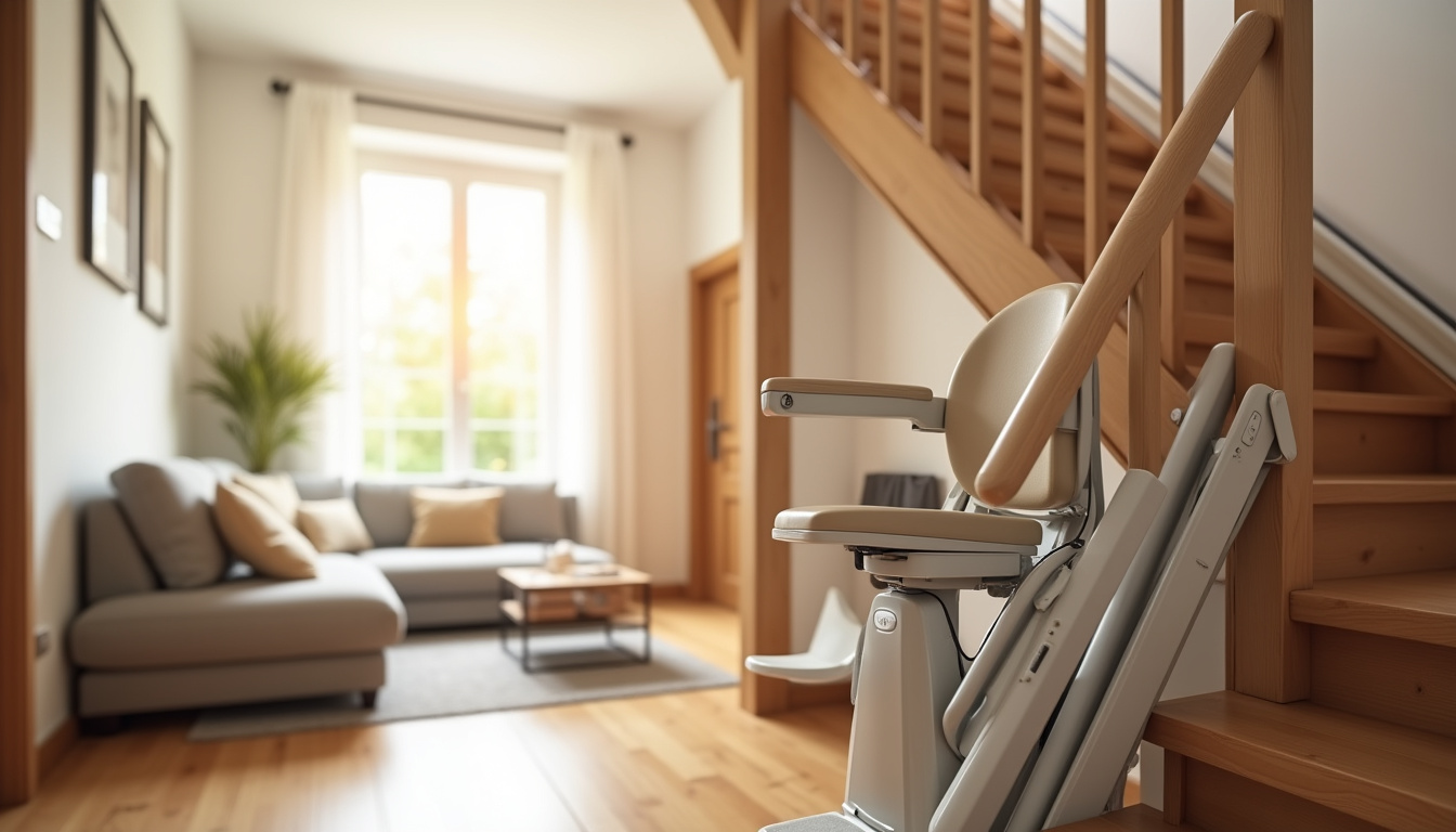 Monte-escalier installé dans une maison à Coulogne, vue d