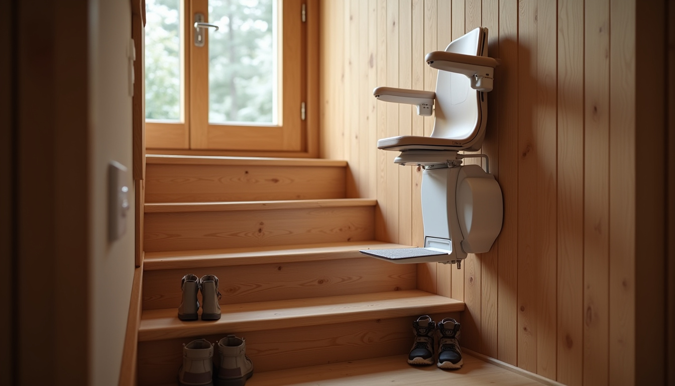 Monte-escalier installé dans une maison à Marnaz, vue d