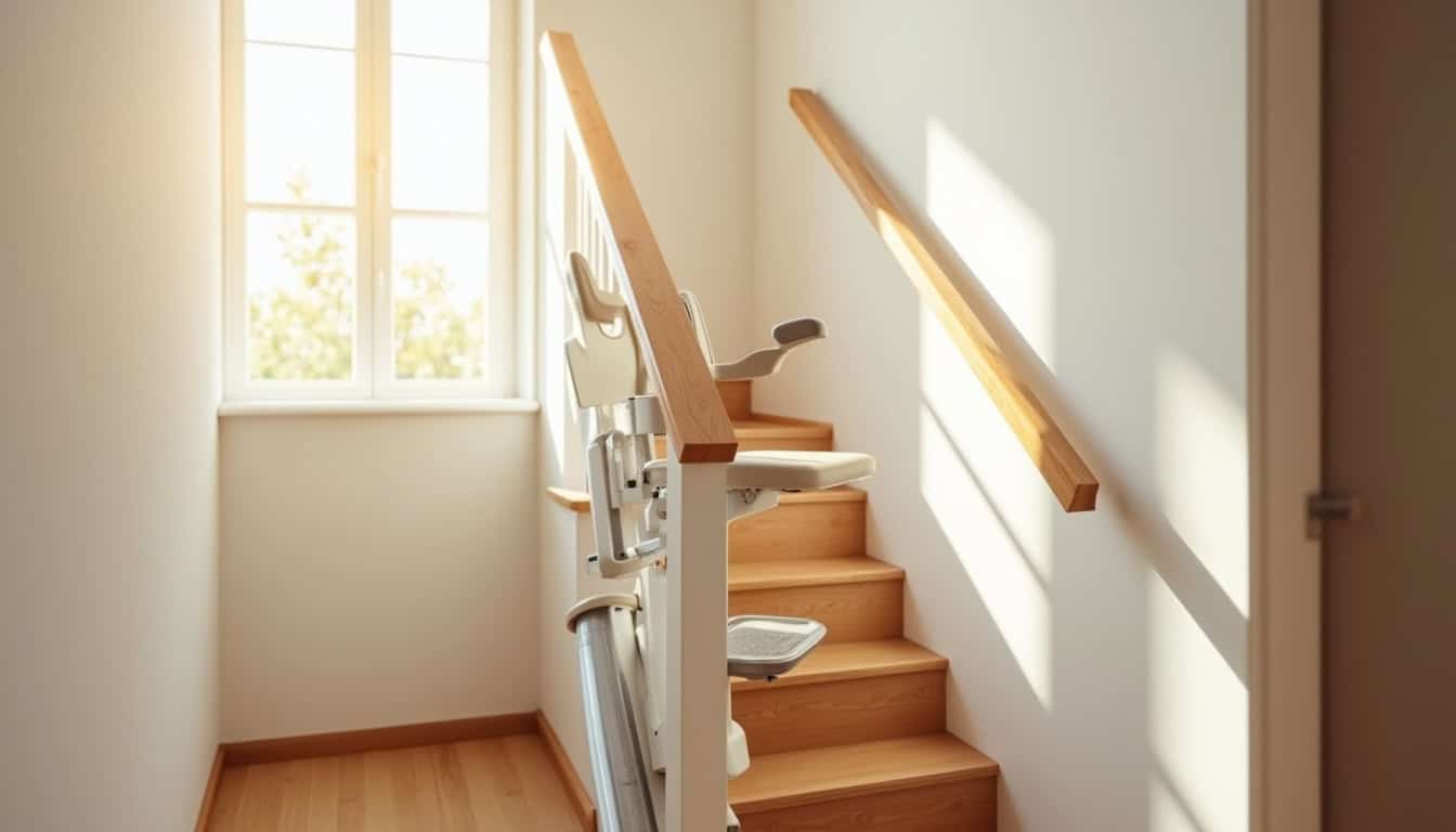 Monte-escalier installé dans une maison à Melle avec escalier intérieur droit