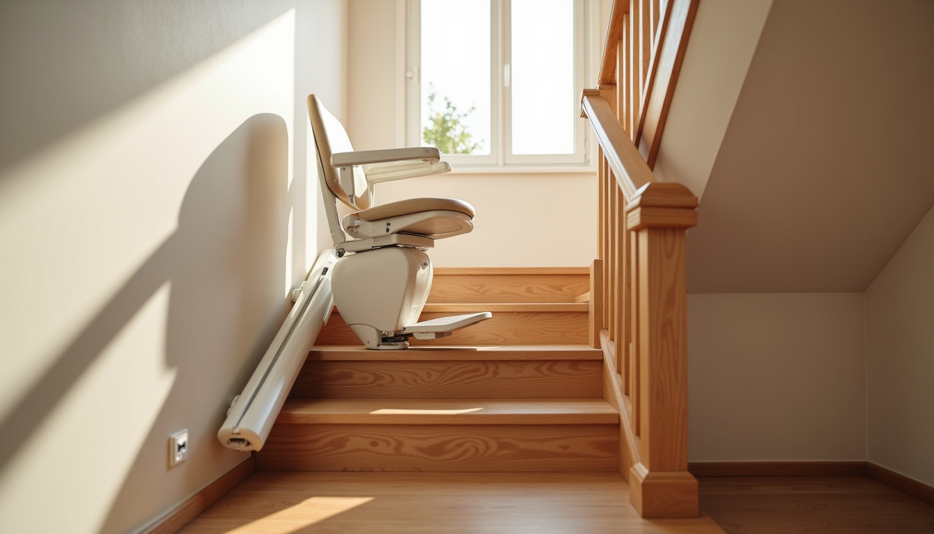 Monte-escalier installé dans une maison à Morbecque, vue d