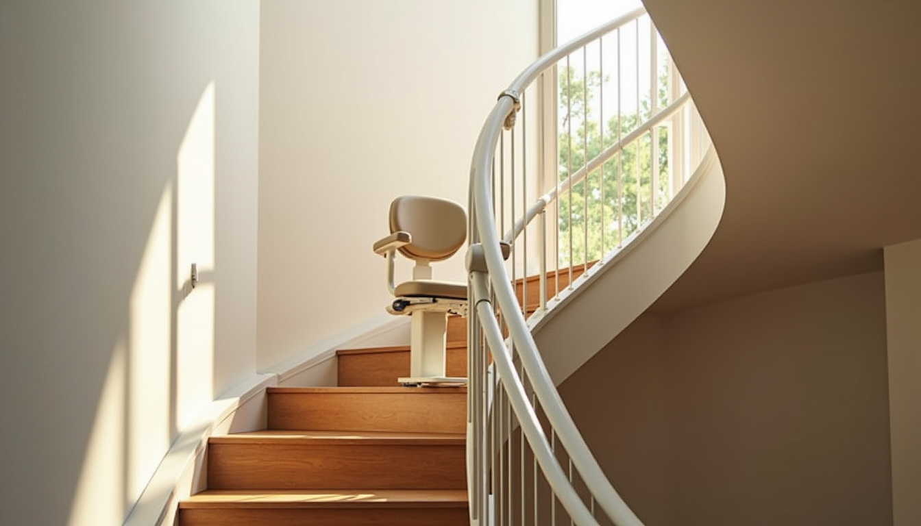 Monte-escalier installé dans une maison à Nouzonville avec escalier intérieur