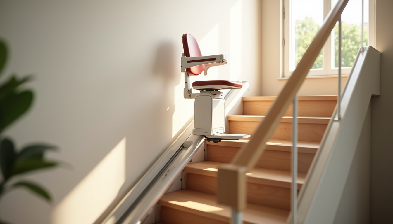Monte-escalier installé dans une maison à Plouédern, vue d