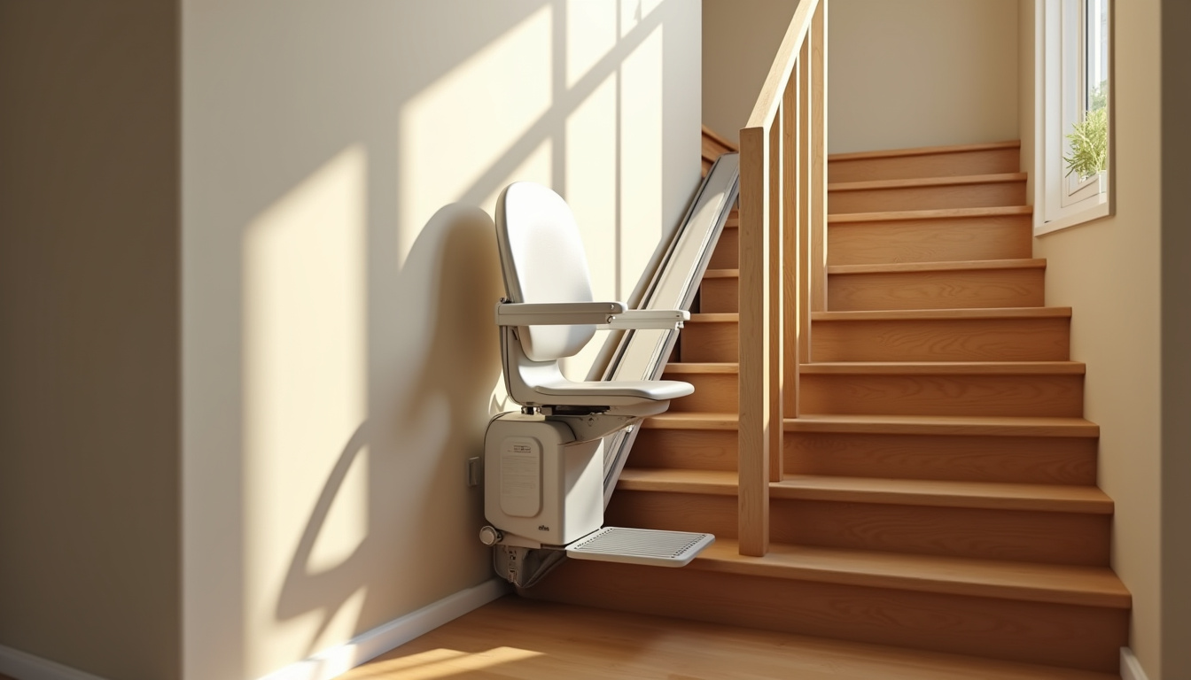 Monte-escalier installé dans une maison à Rogerville, intégré discrètement à l