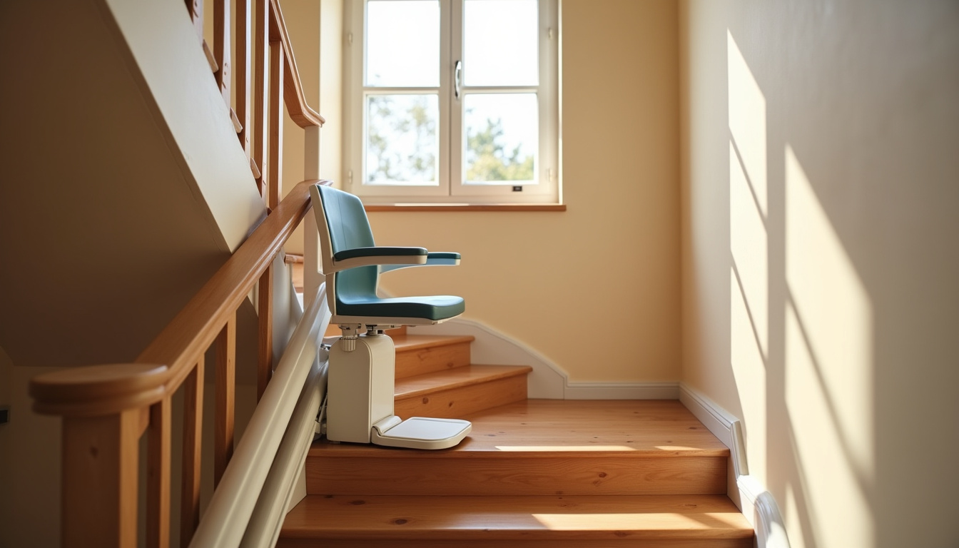 Monte-escalier installé dans une maison à Saint-Léger-les-Vignes