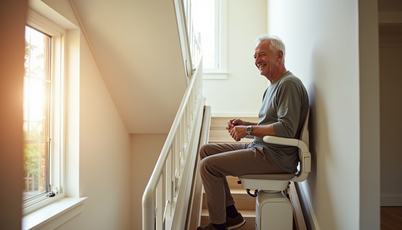 Monte-escalier installé dans une maison à Saint-Martin-d