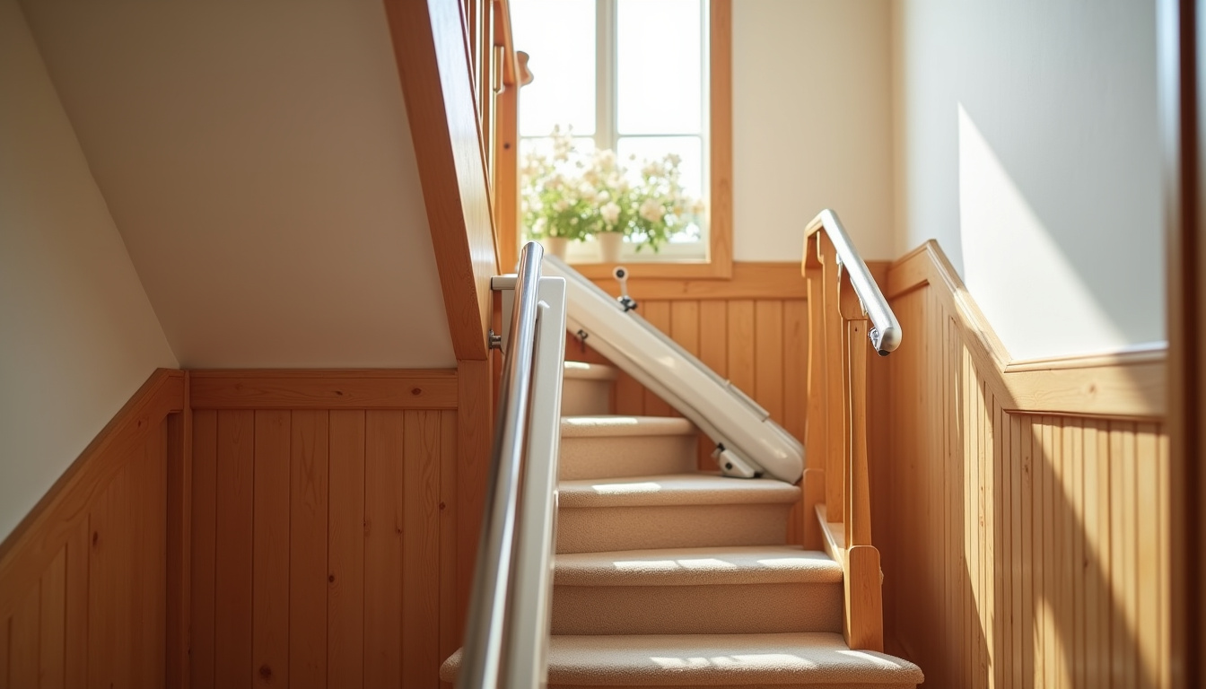 Monte-escalier installé dans une maison à Scientrier, vu depuis l