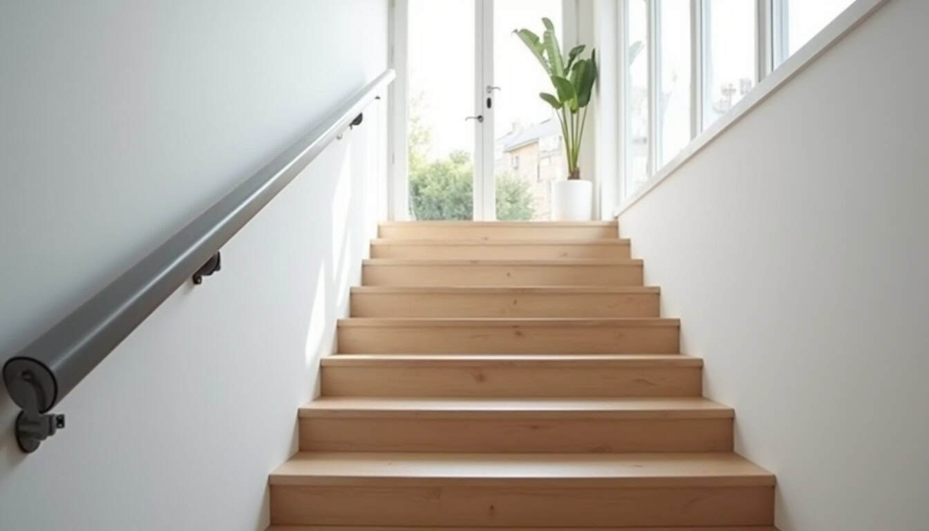 Monte-escalier installé dans une maison à Tonneins, escalier droit avec siège gris