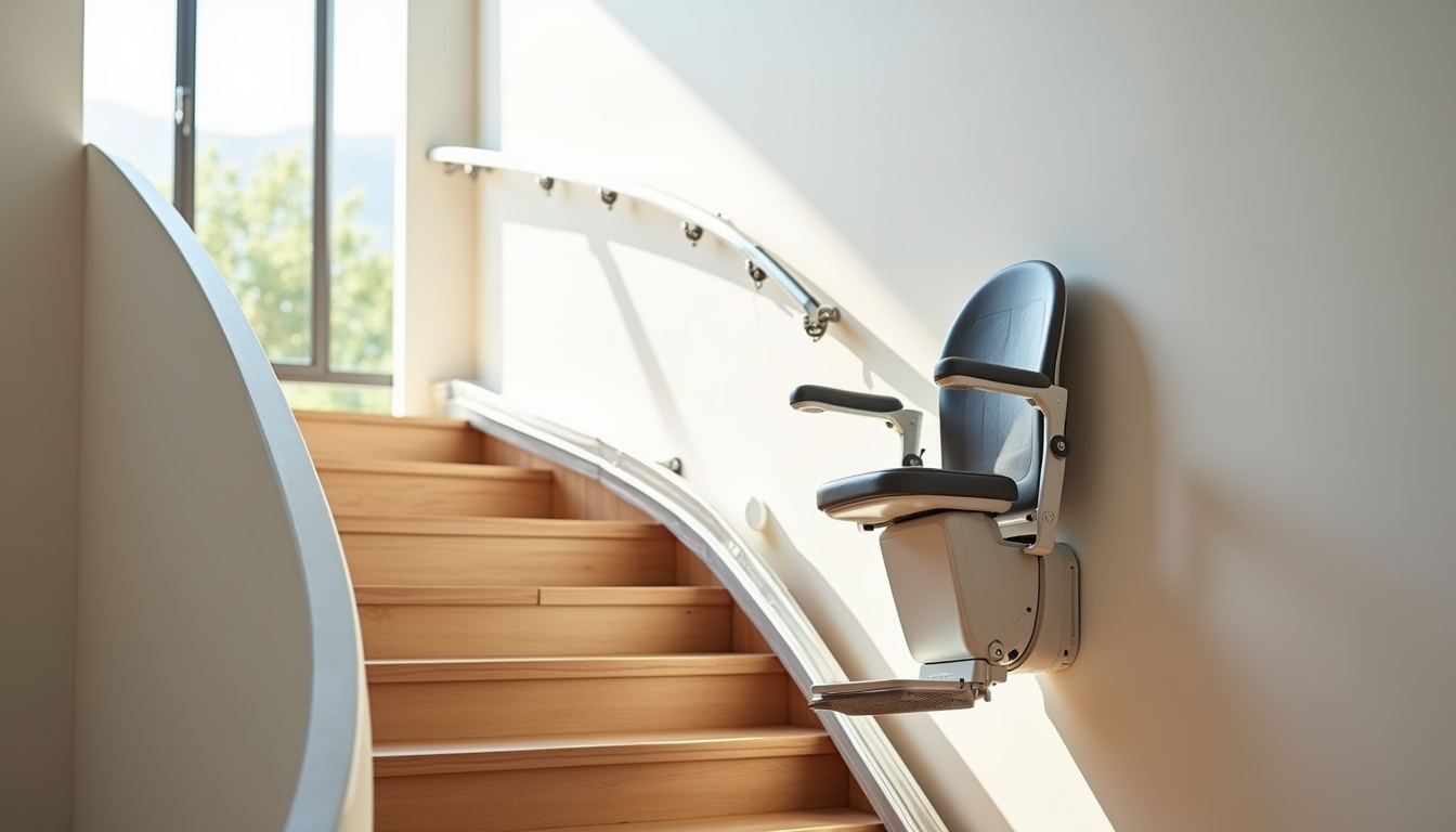 Monte-escalier installé dans une maison à Truyes, vue d