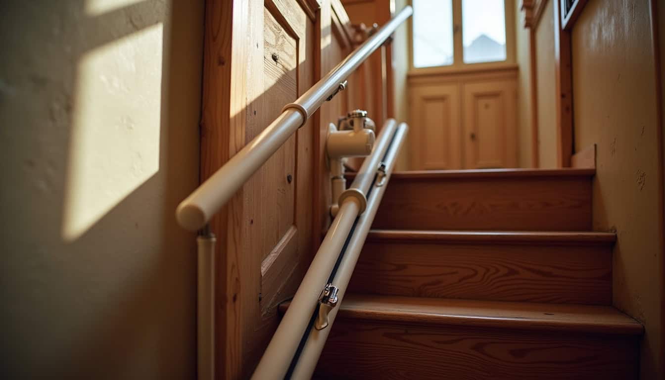 Monte-escalier installé dans une maison ancienne à Rabastens, intégré discrètement à l'escalier existant