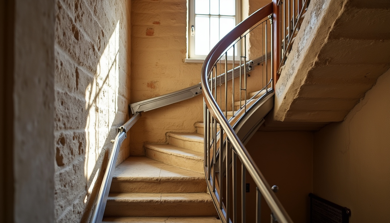 Monte-escalier installé dans une maison ancienne à Rognes avec escalier en pierre