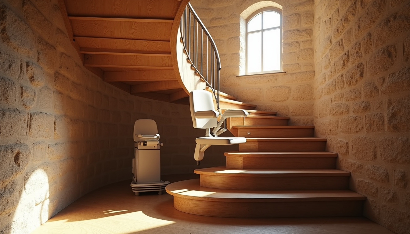 Monte-escalier installé dans une maison ancienne de Mazeyrat-d