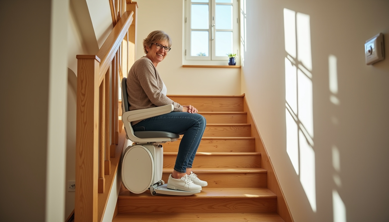 Monte-escalier installé dans une maison landaise à Seignosse