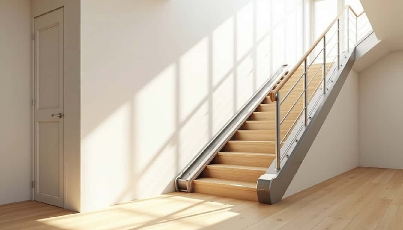 Monte-escalier installé dans une maison moderne à Marles-en-brie, avec escalier droit et intérieur lumineux