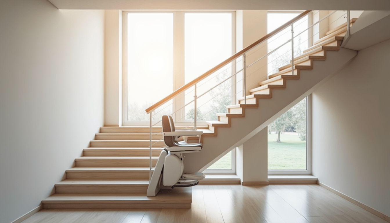 Monte-escalier installé dans une maison moderne à Modane, intégré discrètement à l