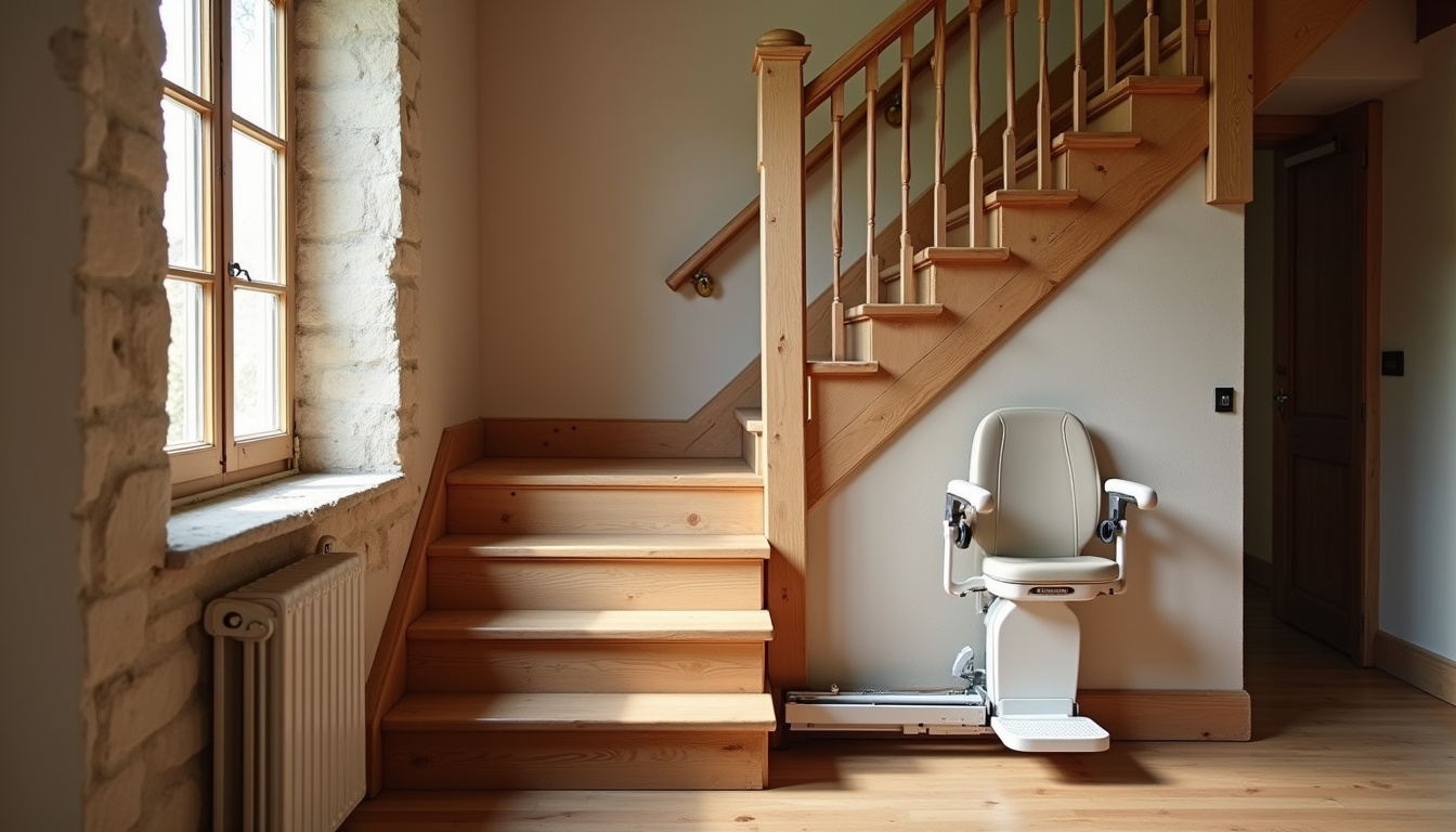 Monte-escalier installé dans une maison traditionnelle d