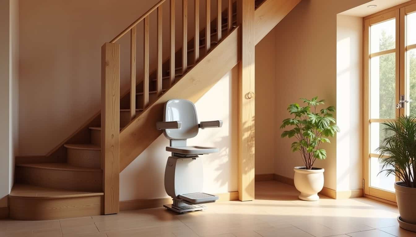 Monte-escalier installé dans une maison traditionnelle de Brue-Auriac