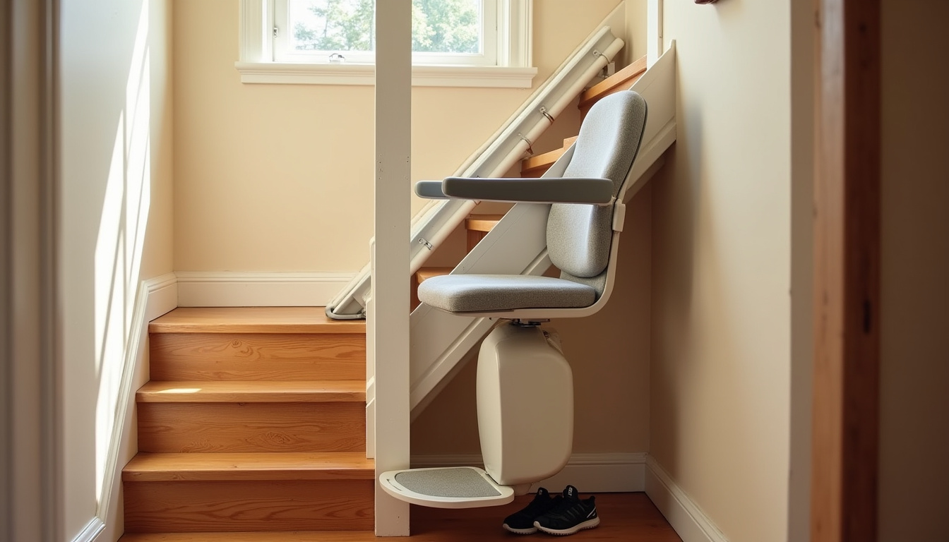 Monte-escalier installé dans une maison typique de Saint-Soupplets